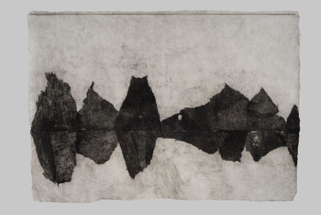 Landscape series R (2010). Ink on felted hanji; 23 x 34”. Private collection.