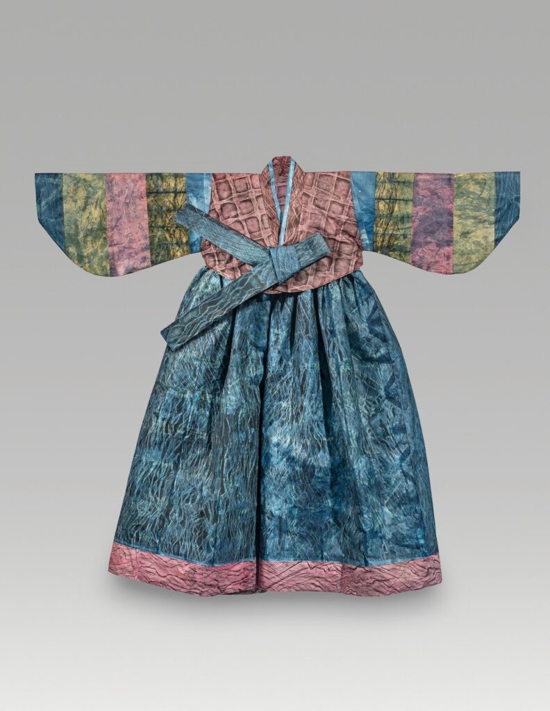 Parcels (2026). Natural dye, ink, hanji, thread. 34.5 x 38.25”.