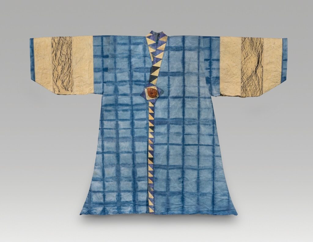 Penpal (2026). Ink and natural dyes on hanji, thread, wood. 23 x 31.75”